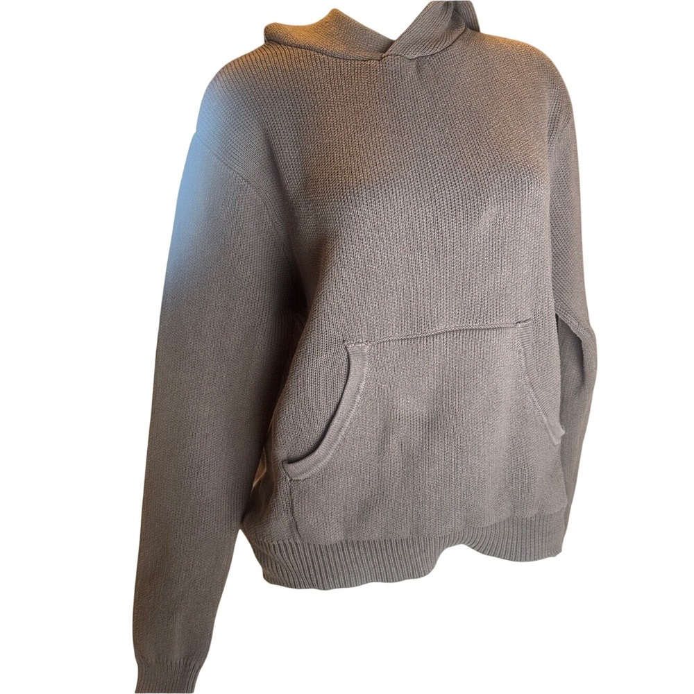 Maison Article Knit Hoodie Sweater Small Taupe Brown 100% Cotton Streetwear